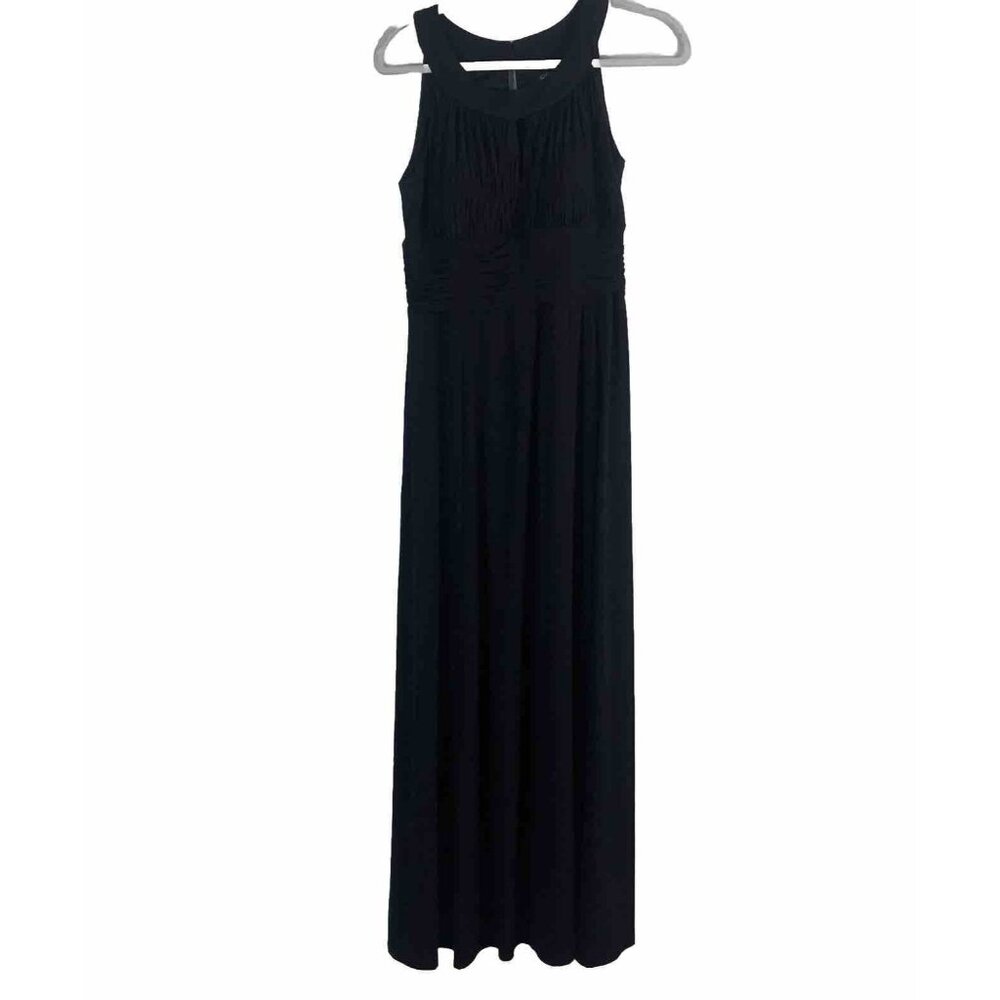 Signature by Sangria Ladies Black Sleeveless Ruched Maxi Dress - Size 12